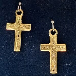 Montana Silversmiths Gold Cross Earrings
